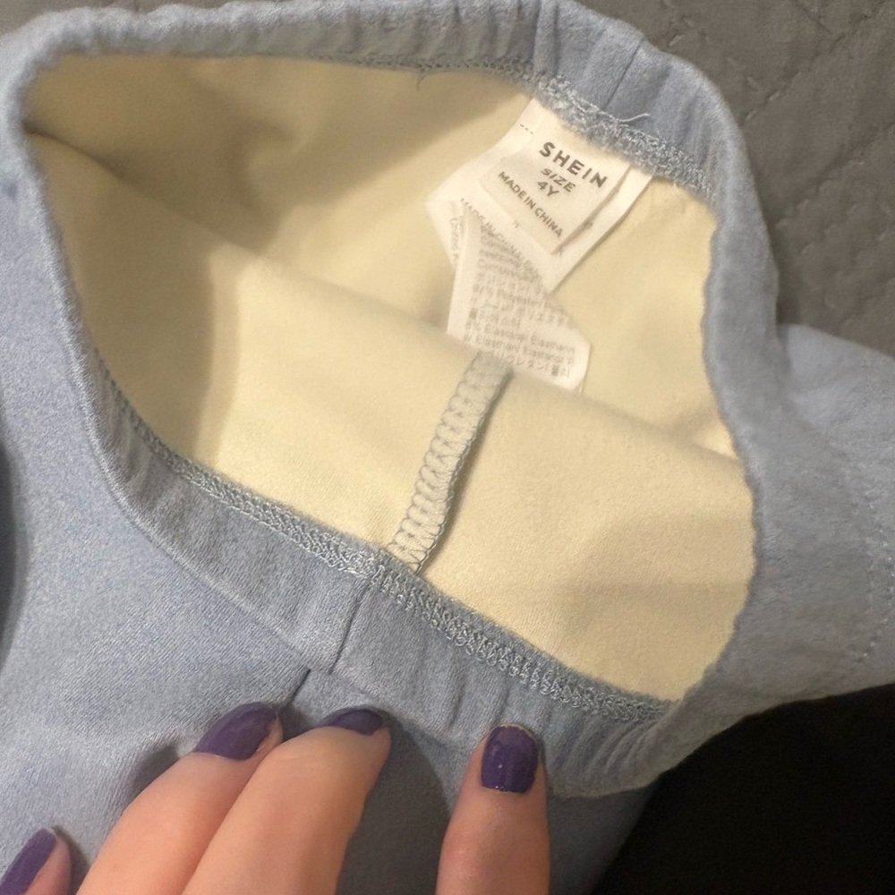 3 PC, SHEIN Black, Light Blue and charcoal grey soft fleece leggings SZ 4T - Picture 6 of 8